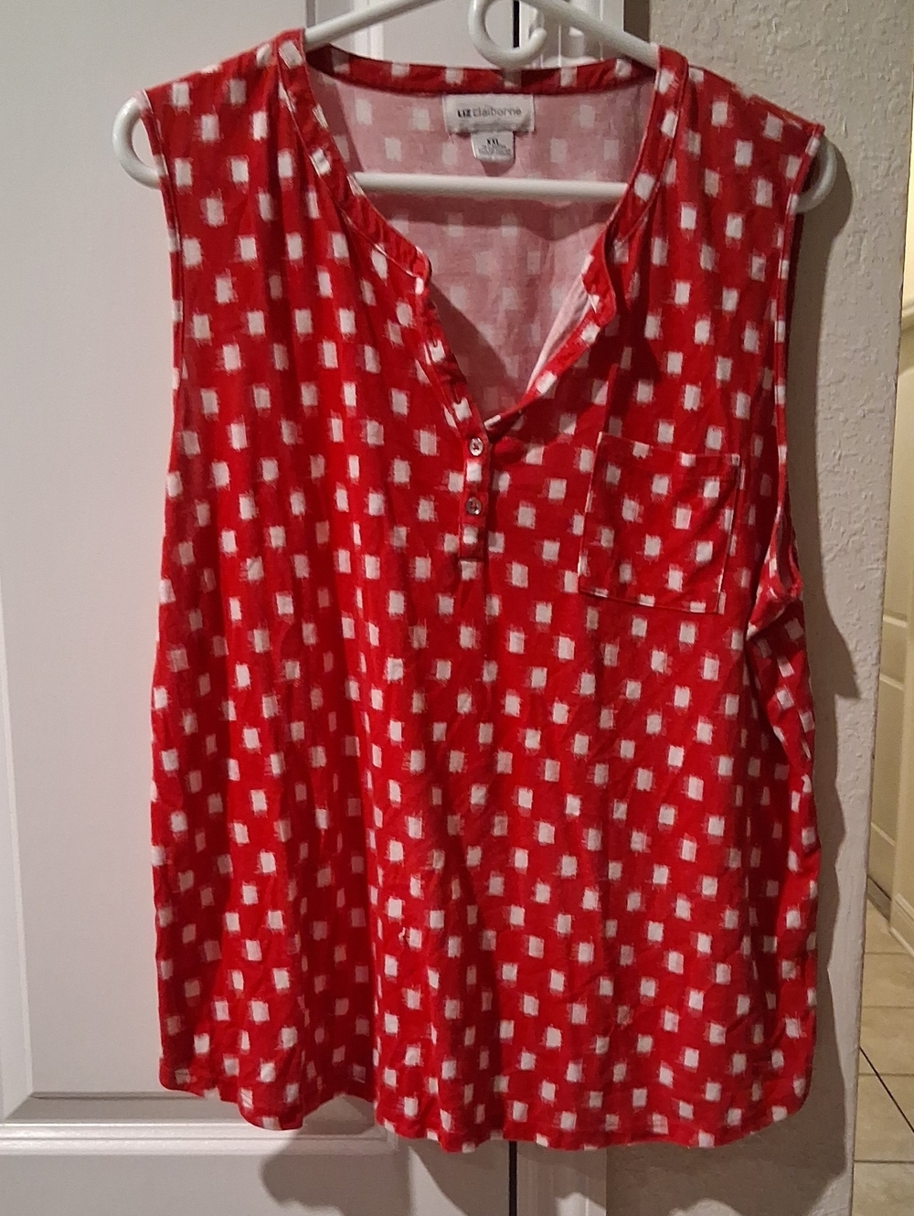 Talbots Red and White Sleeveless Henley Camisole
